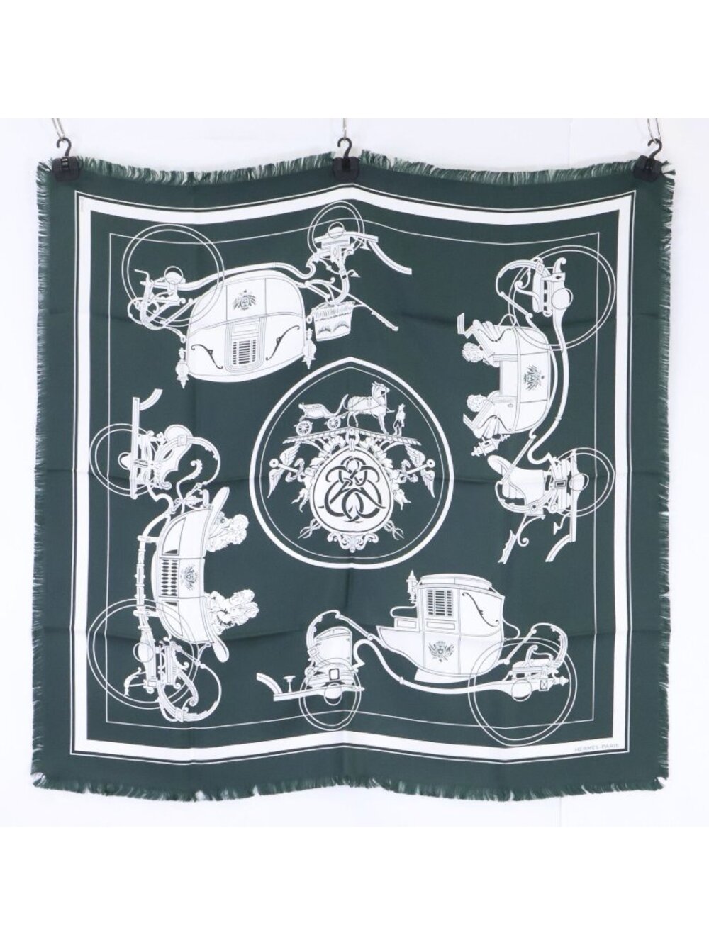 Hermes Ex-Libris Fringe Carre 80 Scarf